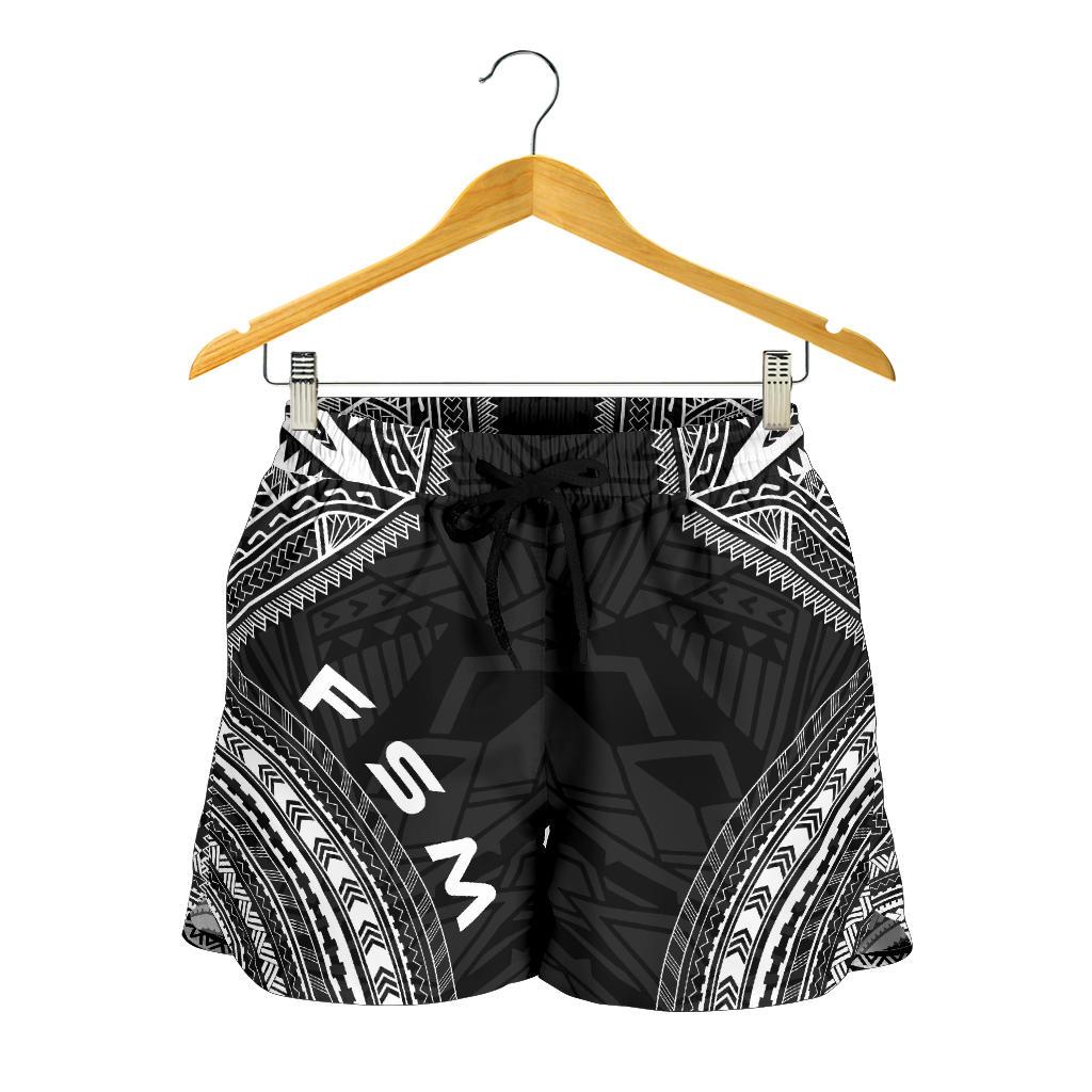 Federated States Of Micronesia Women's Shorts - Polynesian Chief Black Version Women Black - Polynesian Pride