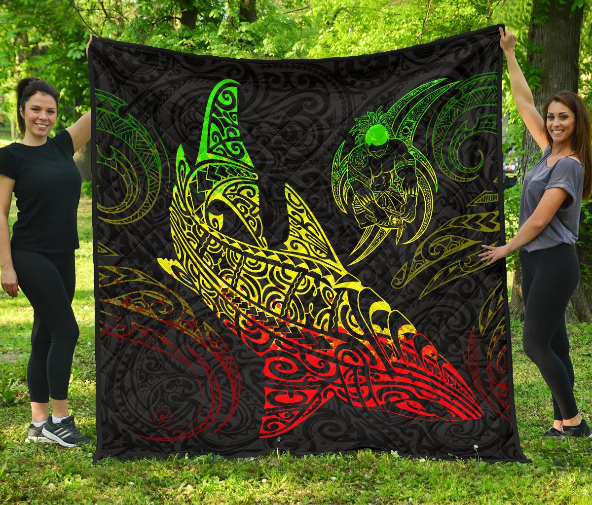 Polynesian Quilt - Polynesian Reggae Shark Warrior Tattoo - Polynesian Pride