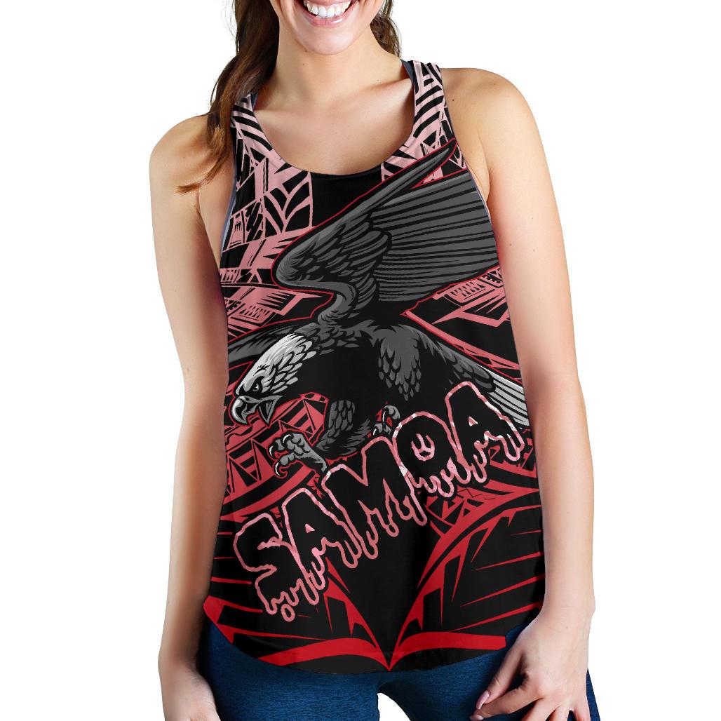 Samoa Polynesian Women's Racerback Tank - Eagle Tribal Pattern Red Red - Polynesian Pride