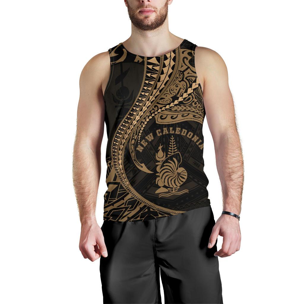New Caledonia Men's Tank Top Kanaloa Tatau Gen NC (Gold) - Polynesian Pride