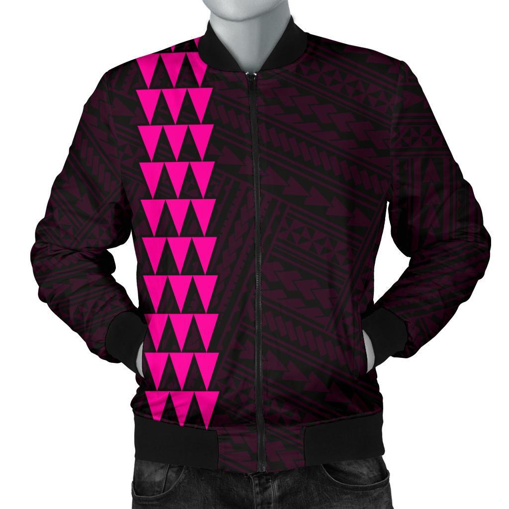 Hawaii Kakau Polynesian Coat Of Arms Men's Bomber Jacket - Pink Pink - Polynesian Pride