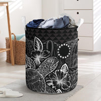 Cook Islands Laundry Basket - Polynesian Turtle Hibiscus Black Laundry Basket One Size Black - Polynesian Pride