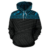 Poly All Over Hoodie Polynesian Black Blue Version - Polynesian Pride