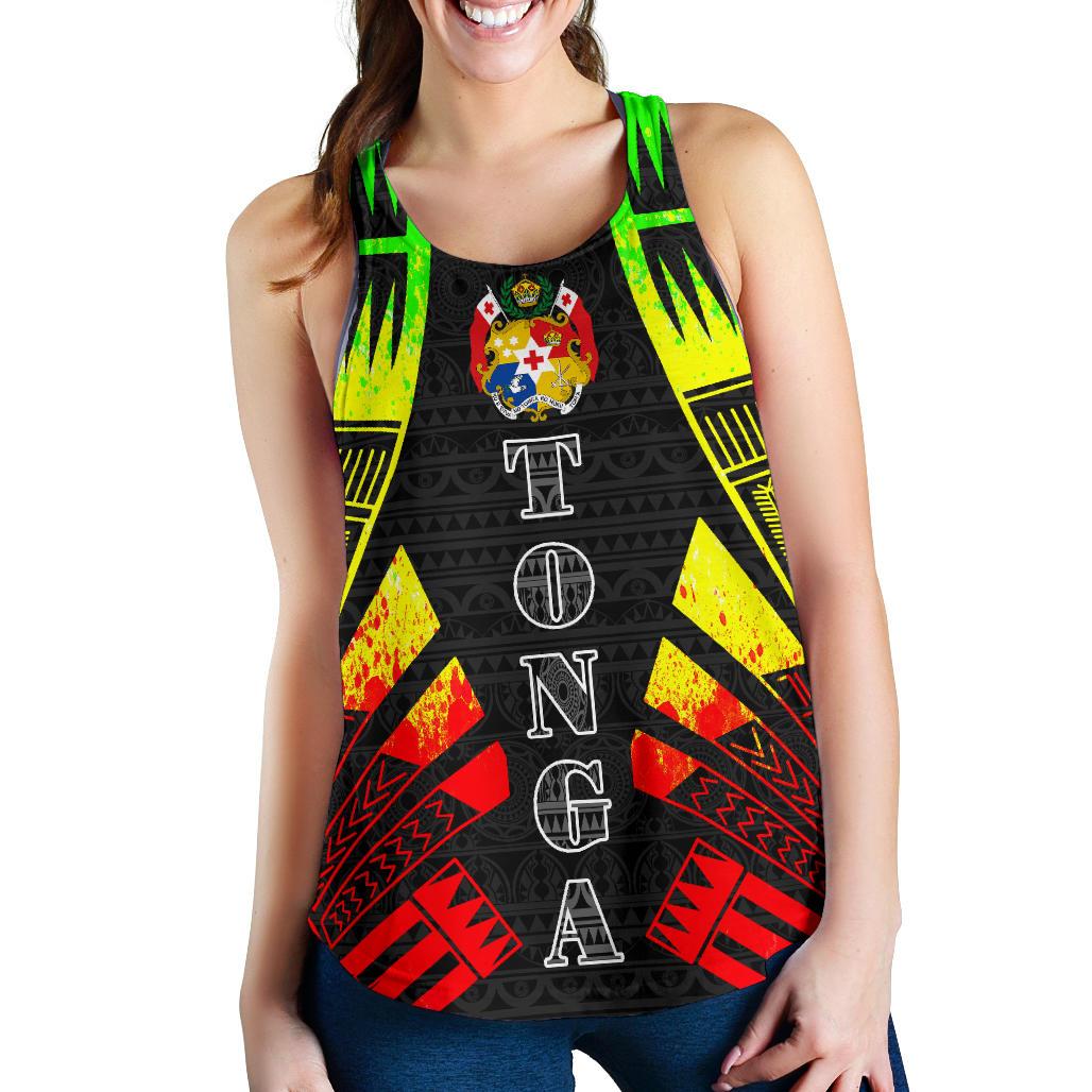 Tonga Women Racerback Tank - Polynesian Tattoo Reggae Art - Polynesian Pride