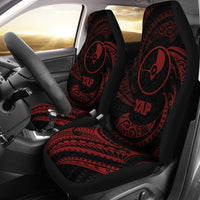Yap Micronesia Car Seat Covers - Red Tribal Wave Universal Fit Red - Polynesian Pride