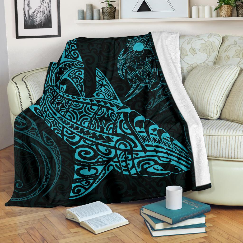 Shark Polynesian Blanket - Polynesian Tattoo Blue - Polynesian Pride