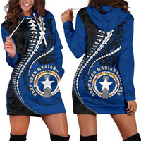 Northern Mariana Islands Women's Hoodie Dress Kanaloa Tatau Gen MP Blue - Polynesian Pride