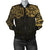 New Zealand Women's Bomber Jacket, Maori Polynesian Tattoo Gold Gold - Polynesian Pride