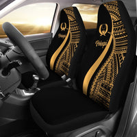 Pohnpei Car Seat Covers - Gold Polynesian Tentacle Tribal Pattern Universal Fit Gold - Polynesian Pride