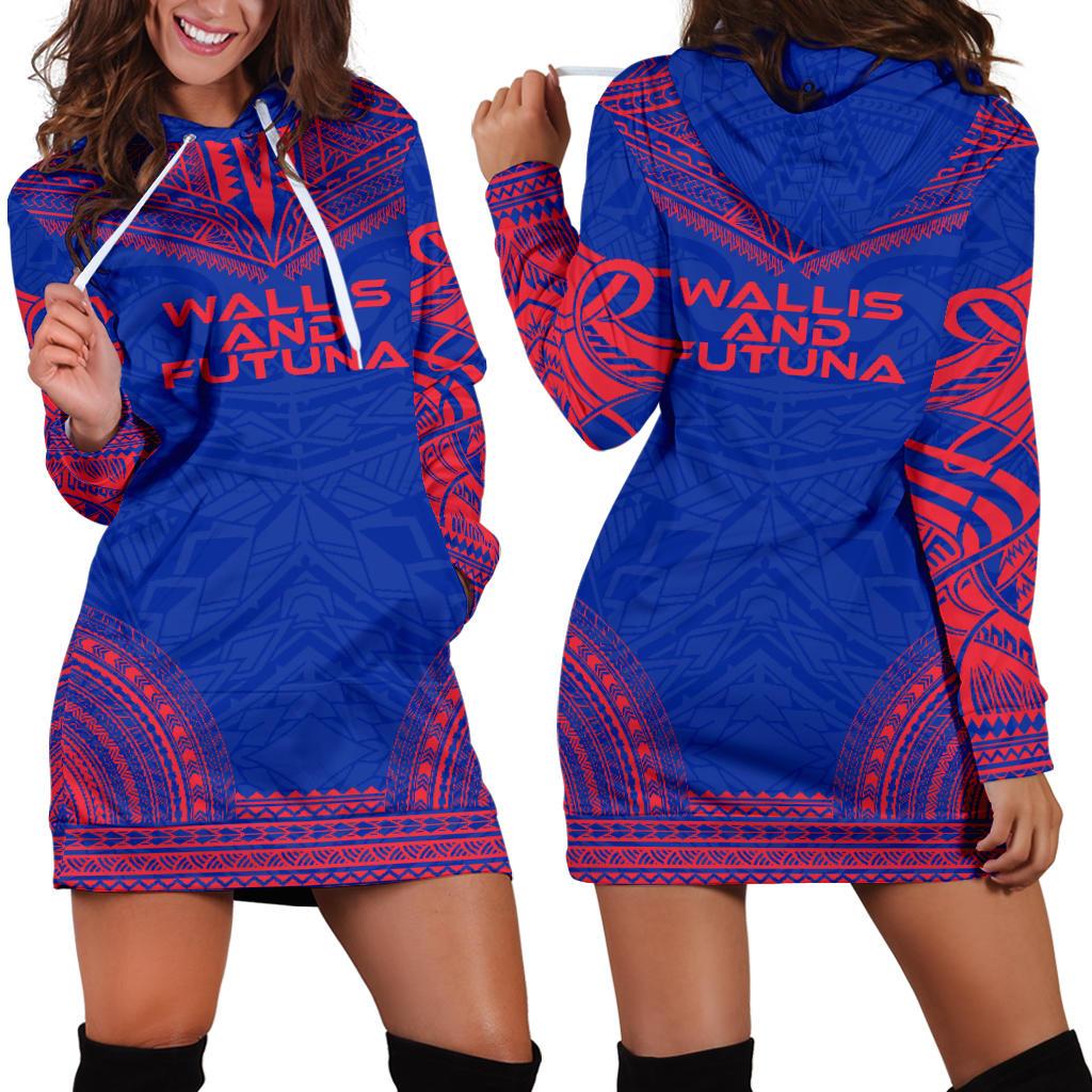 Wallis And Futuna Women's Hoodie Dress - Polynesian Flag Chief Blue - Polynesian Pride