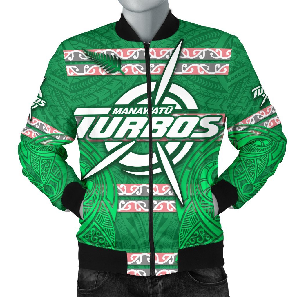 Manawatu Turbos Men Bomber Jacket Maori Vibes Green - Polynesian Pride