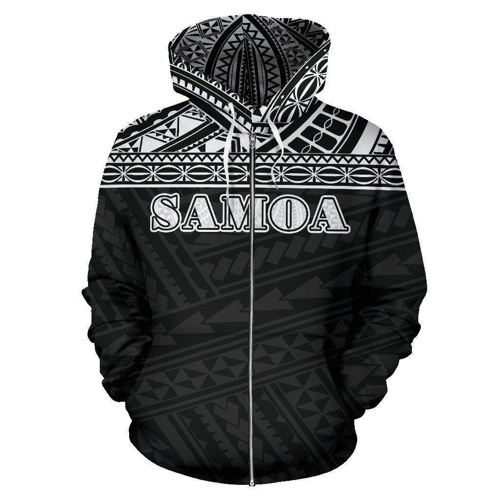 Samoa All Over Zip up Hoodie Polynesian Black Version - Polynesian Pride