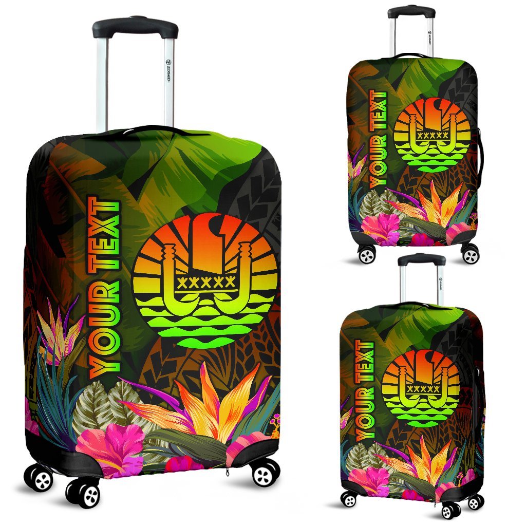 Tahiti Polynesian Personalised Luggage Covers - Hibiscus and Banana Leaves - Polynesian Pride