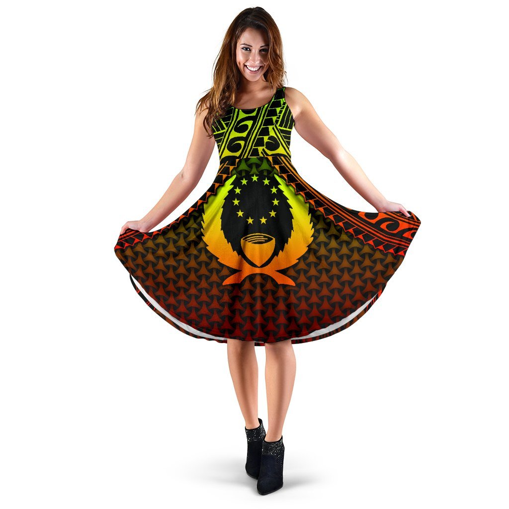 Polynesian Pohnpei Midi Dress - Reggae Vintage Polynesian Patterns Women Reggae - Polynesian Pride