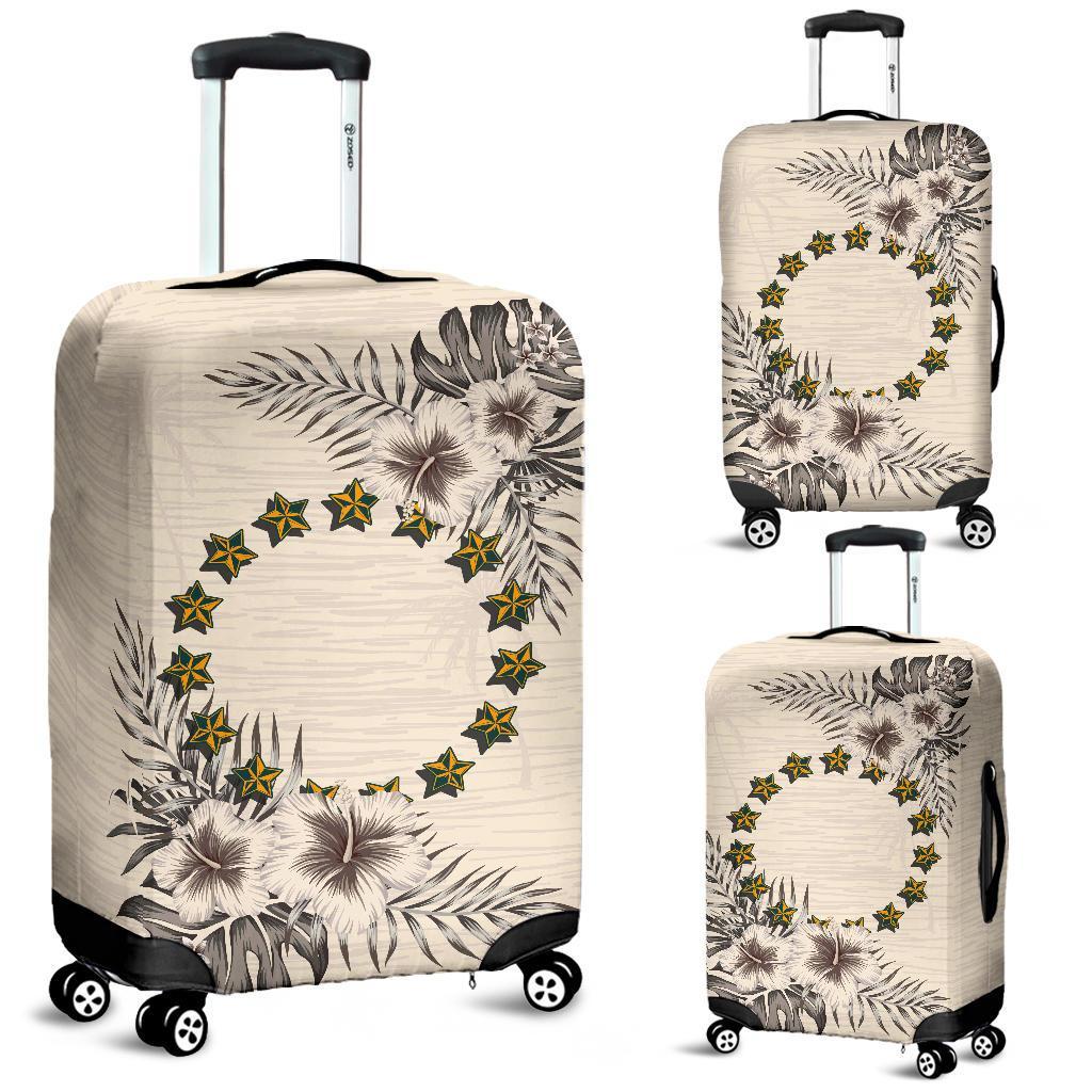 Cook Islands Luggage Covers - The Beige Hibiscus Art - Polynesian Pride