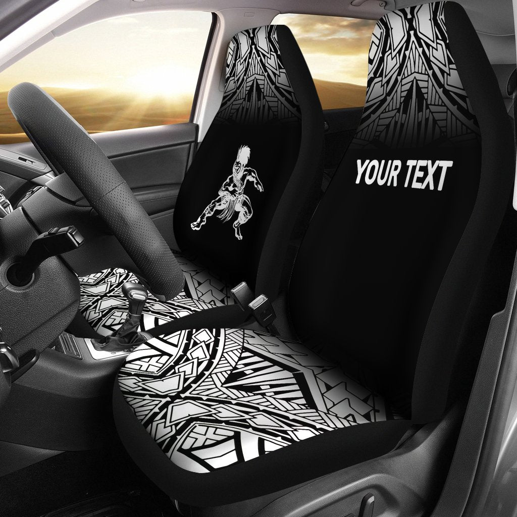 Hawaii Custom Personalised Car Seat Covers - Polynesian Warriors Tattoo Fog Black Universal Fit Black - Polynesian Pride