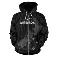 New Zealand Aoteroa Maori Zip up Hoodie - Polynesian Pride