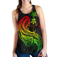 Polynesian Hawaii Women Racerback Tank - Kanaka Maoli Girl Hair Plumeria - Polynesian Pride