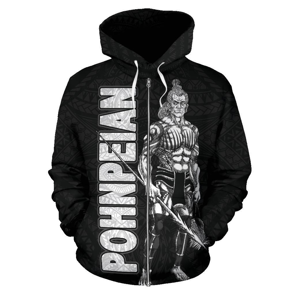 Pohnpei Polynesian Zip up Hoodie Micronesia Pohnpeian Warrior - Polynesian Pride