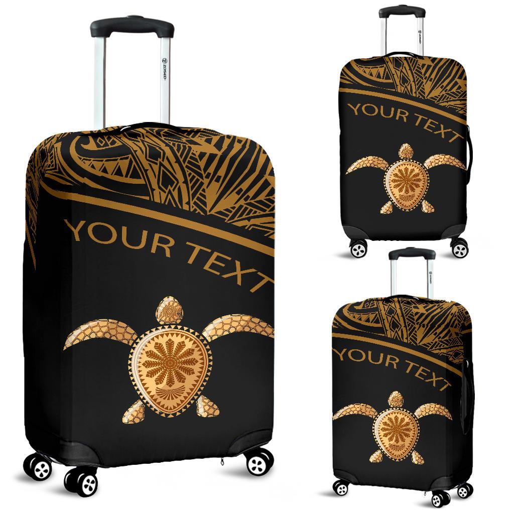 Turtle Custom Personalised Luggage Covers - Polynesian Gold Curve Style Black - Polynesian Pride