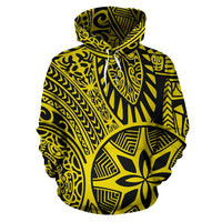 Hawaii Hoodie Polynesian Hawaiian Style Tribal Tattoo Yellow Pullover Unisex Art - Polynesian Pride