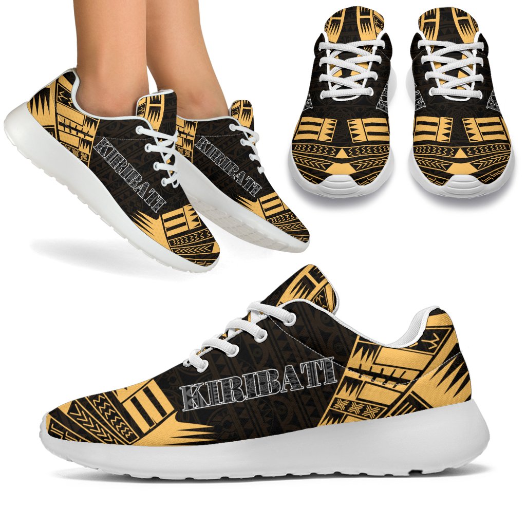 Kiribati Sport Sneakers - Polynesian Tattoo Gold White - Polynesian Pride