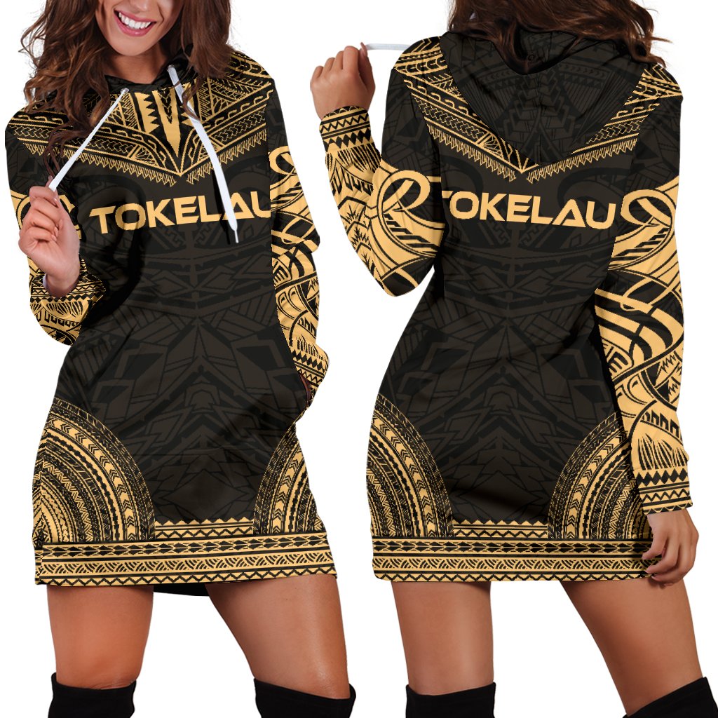 Tokelau Women's Hoodie Dress - Polynesian Gold Chief Gold - Polynesian Pride