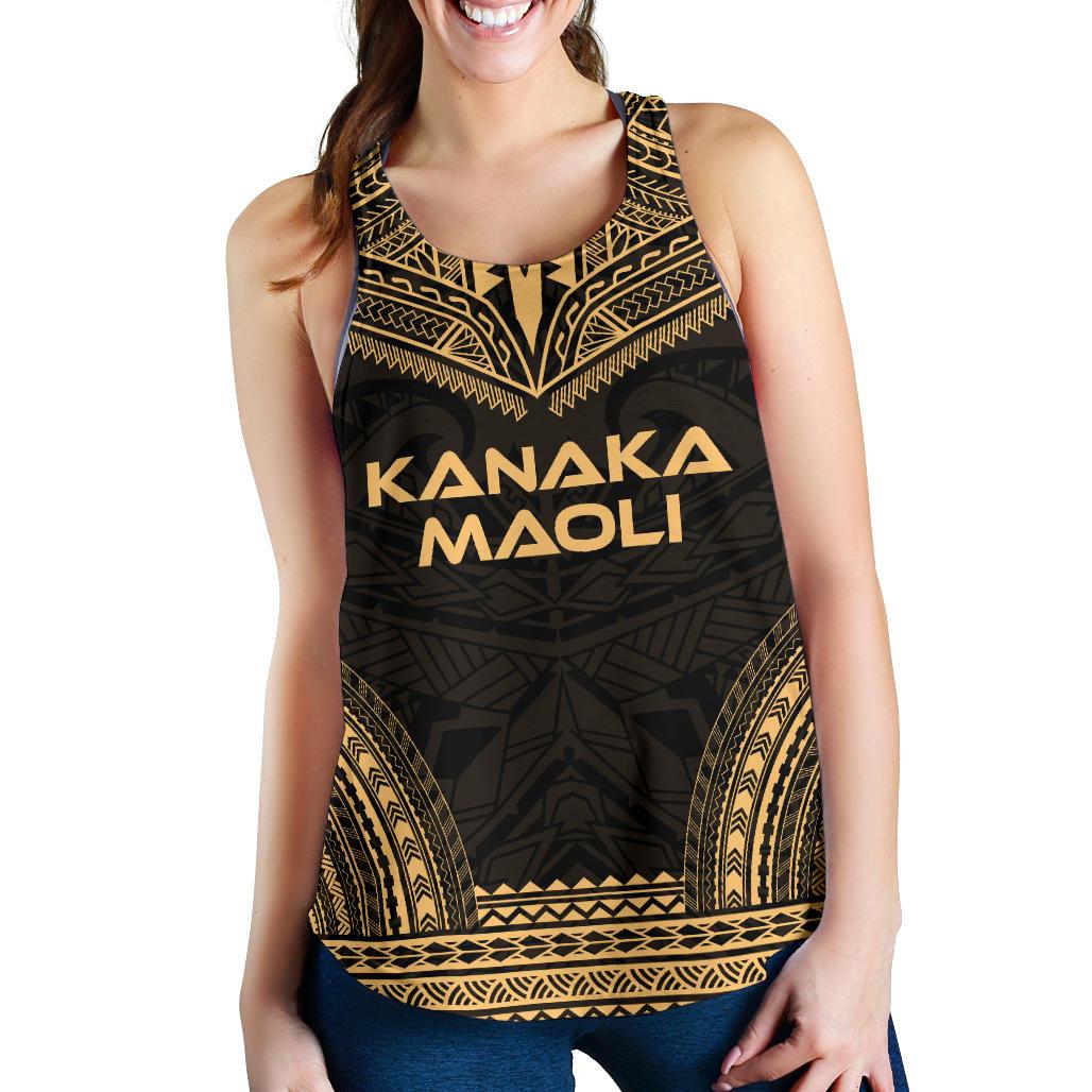 Kanaka Maoli Women's Racerback Tank - Polynesian Chief Gold Version Gold - Polynesian Pride