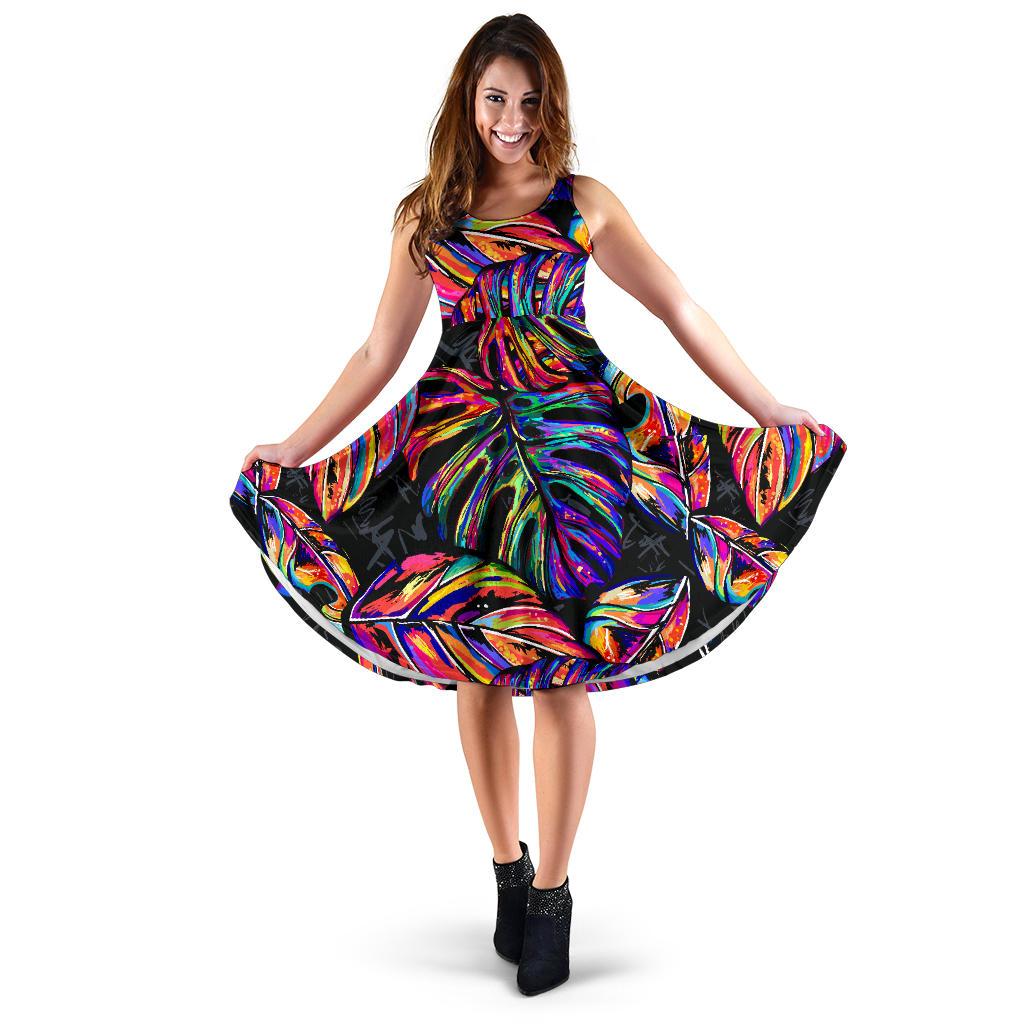 Palm Leaves Women's Dress - Neon Color Women Neon - Polynesian Pride