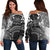 Samoa Women's Off Shoulder Sweater - Samoa Seal Wave Style (Black) Black - Polynesian Pride