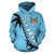 Fiji Tapa Hoodie Fiji Coat of Arms Cibi War Dance Blue - Polynesian Pride