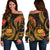 Samoa Polynesian Off Shoulder Sweater - Gold Plumeria Gold - Polynesian Pride