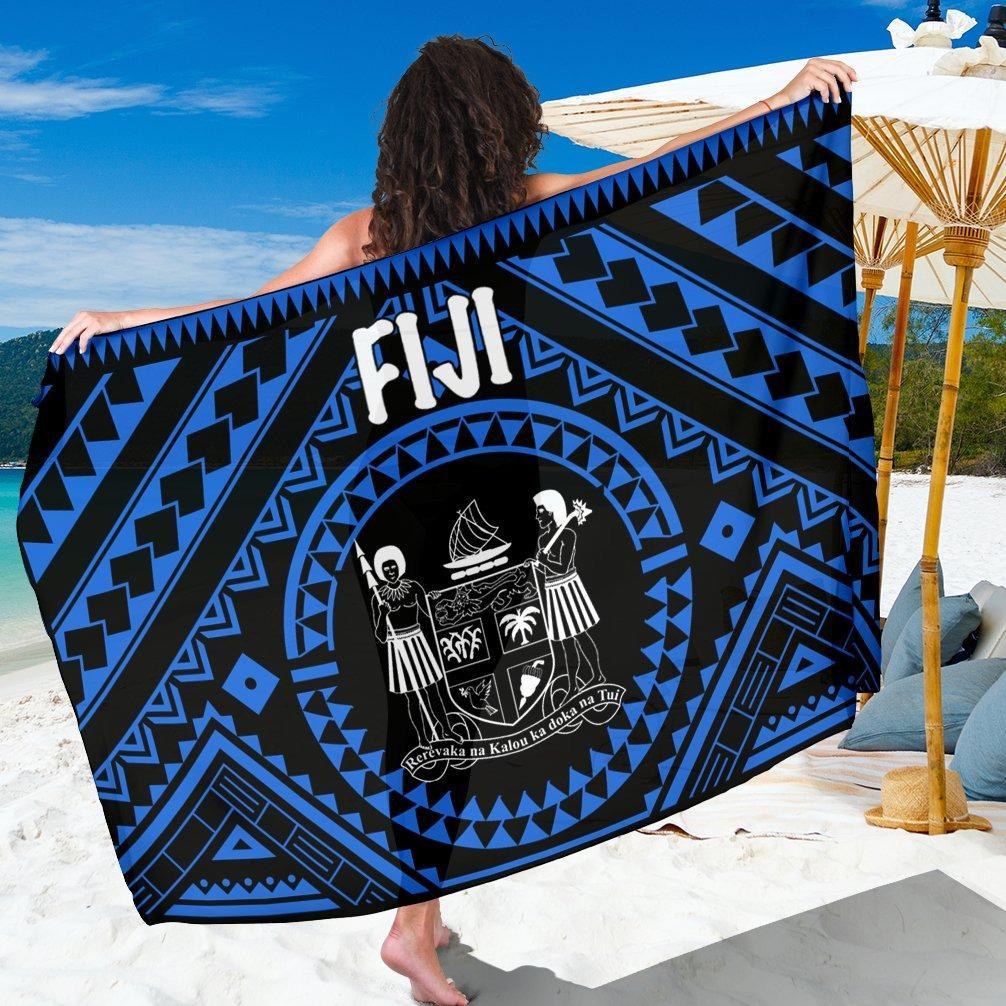 Fiji Sarong - Fiji Seal With Polynesian Tattoo Style (Blue) One Style One Size Blue - Polynesian Pride