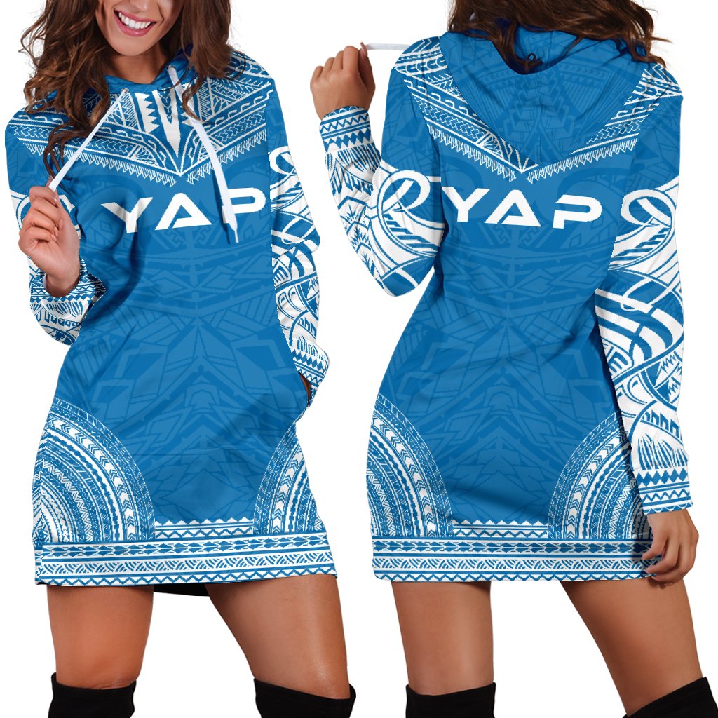 Yap Women's Hoodie Dress - Polynesian Flag Chief Blue - Polynesian Pride