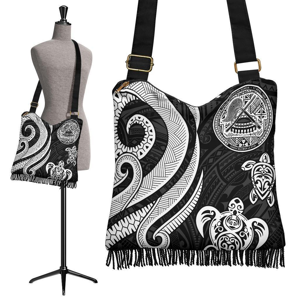 American Samoa Boho Handbag - White Tentacle Turtle Boho Handbag One Size White - Polynesian Pride