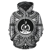 Vanuatu ll Over Hoodie Vanuatu Coat of rms Polynesian White Black Unisex Black - Polynesian Pride