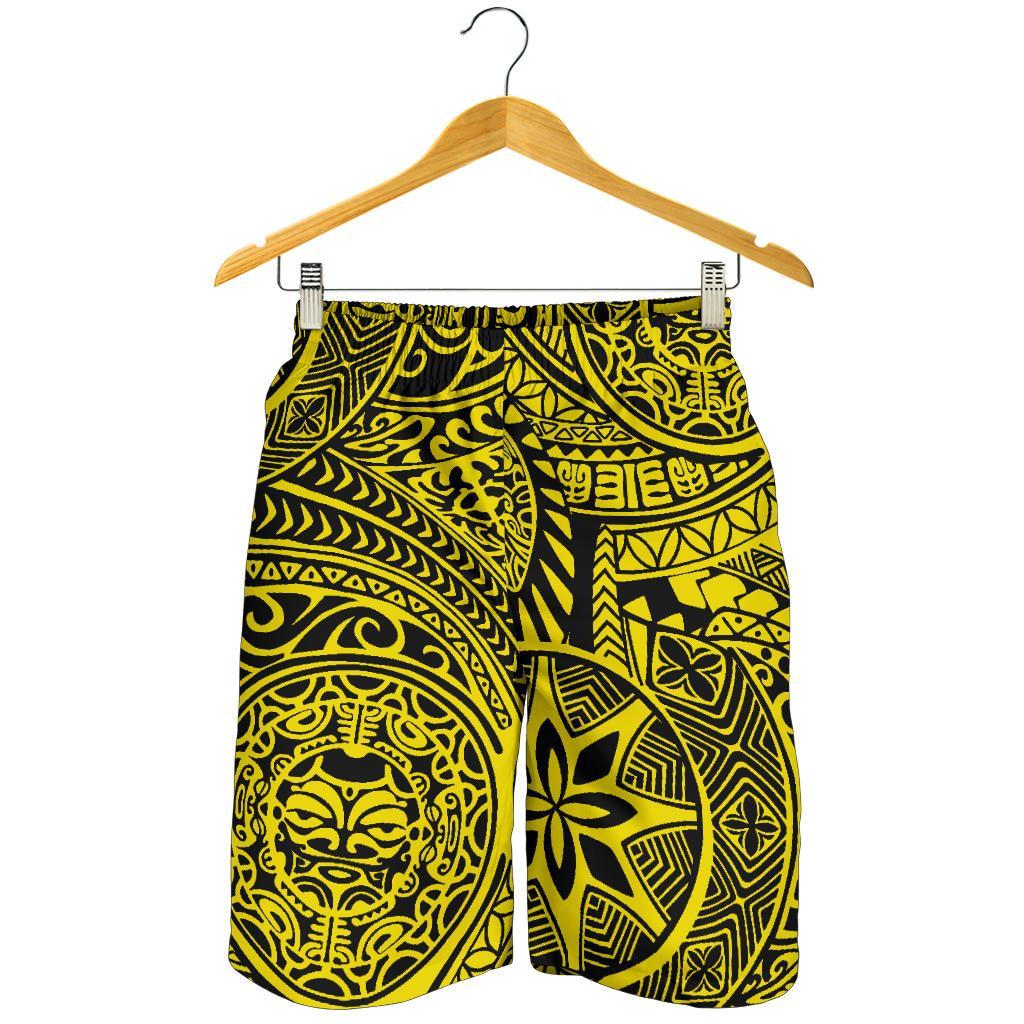 Polynesian Hawaiian Style Tribal Tattoo Yellow Men's Short - Polynesian Pride