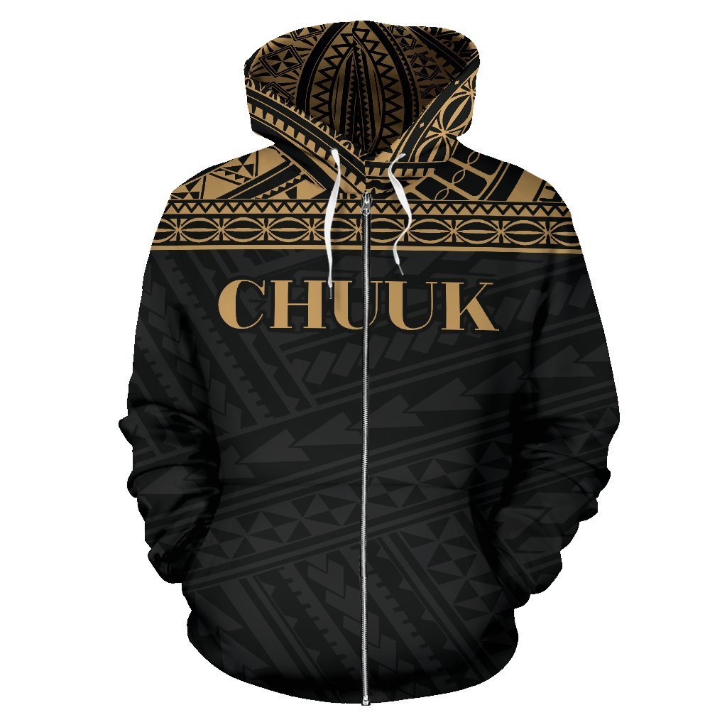 Chuuk State All Over Zip up Hoodie Gold Version - Polynesian Pride