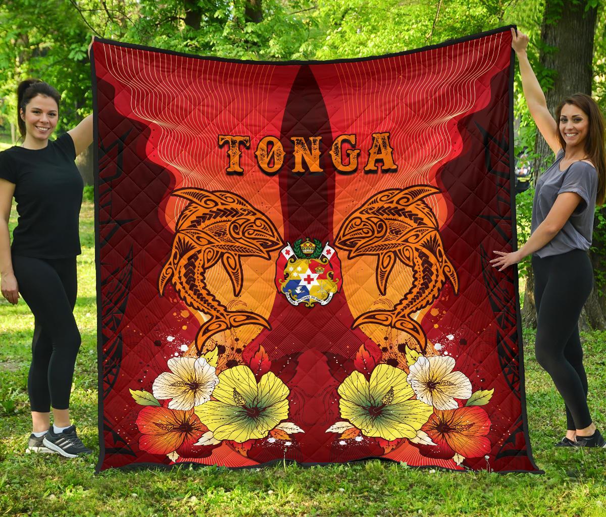 Tonga Premium Quilt - Tribal Tuna Fish Black - Polynesian Pride