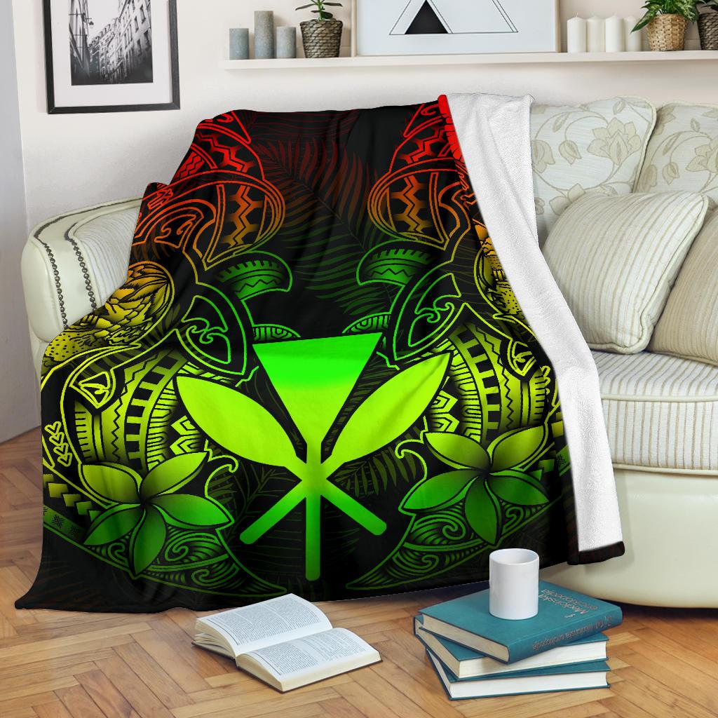 Polynesian Hawaii (Kanaka Maoli) Premium Blanket - Reggae Turtle Homeland White - Polynesian Pride