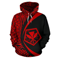 Kanaka Polynesian Tribal Hoodie Circle Style Red Color - Polynesian Pride