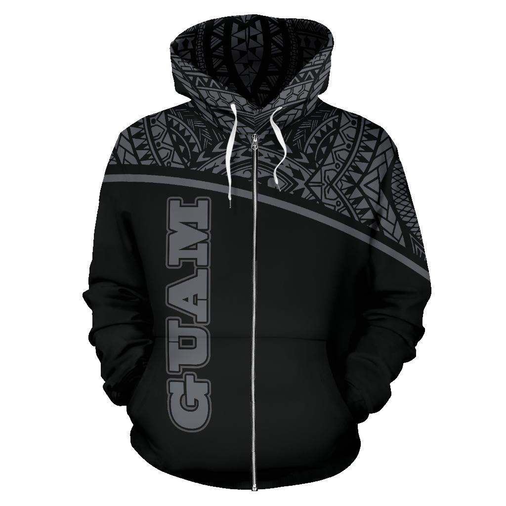Guam All Over Zip up Hoodie Micronesia Curve Grey Style - Polynesian Pride