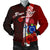 Cook Islands Polynesian Custom Personalised Men's Bomber Jacket - Coat Of Arm With Hibiscus Red - Polynesian Pride