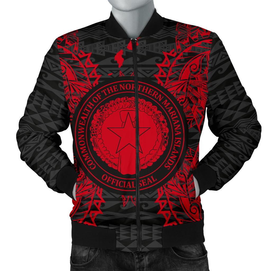 Northern Mariana Islands Polynesian Men's Bomber Jacket Map Red Red - Polynesian Pride