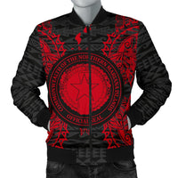 Northern Mariana Islands Polynesian Men's Bomber Jacket Map Red Red - Polynesian Pride