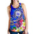 Hawaii Polynesian Women's Racerback Tank - Hawaii Seal With Turtle Plumeria (Blue) - Polynesian Pride