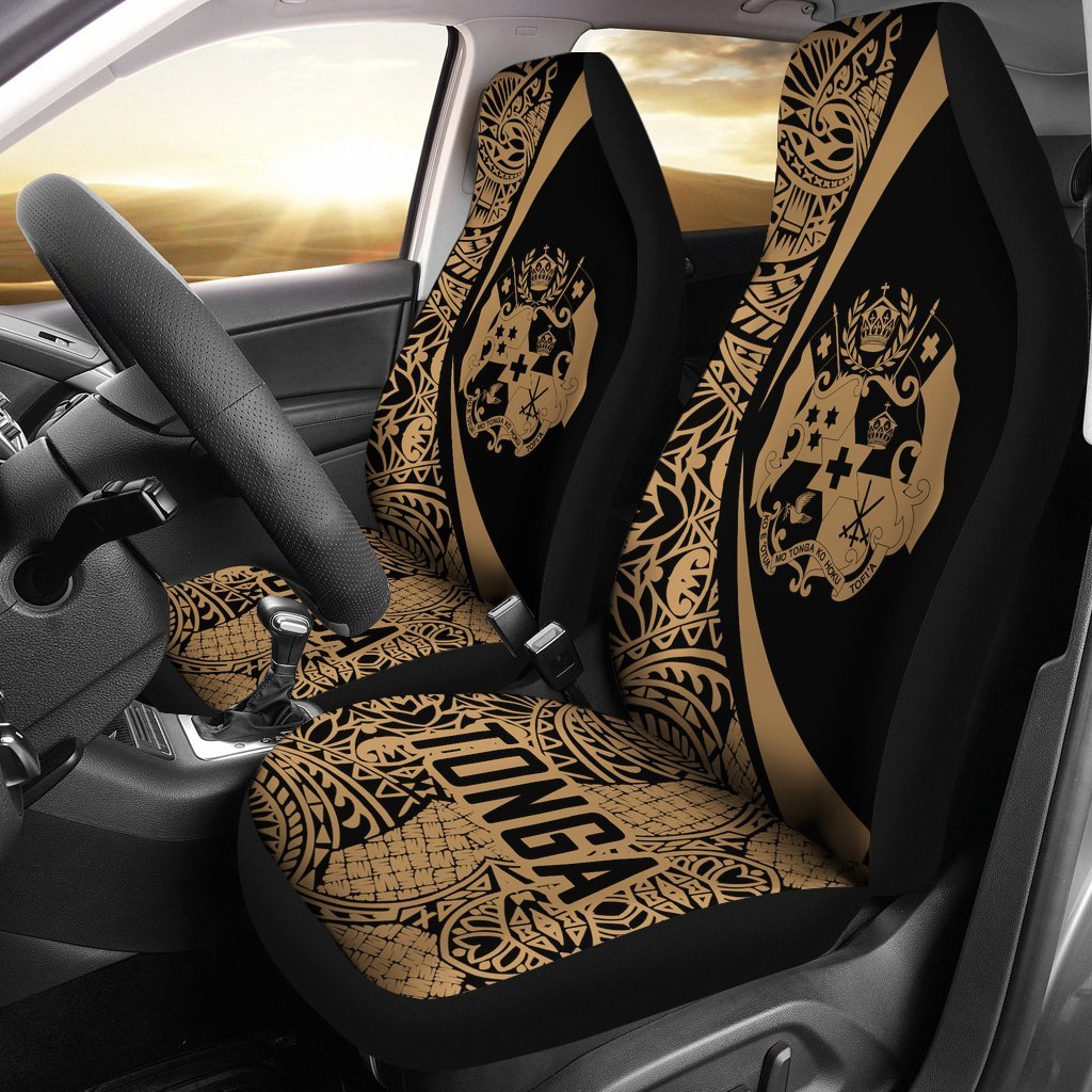 Tonga Polynesian Car Seat Covers - Circle Style 05 Universal Fit Black - Polynesian Pride