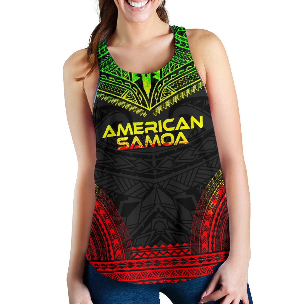 American Samoa Women's Racerback Tank - Polynesian Chief Reggae Version Art - Polynesian Pride