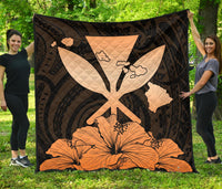 Hawaiian Kanaka Premium Quilt Hibiscus Polynesian Love Orange Orange - Polynesian Pride
