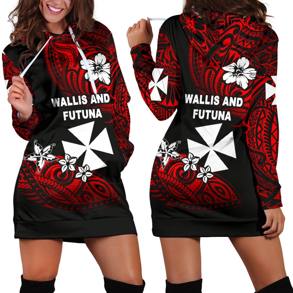 Wallis and Futuna Rugby Women's Hoodie Dress Unique Vibes Red - Polynesian Pride